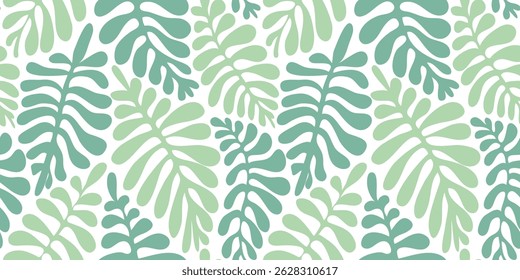 Estética contemporánea imprimible sin patrón con hojas verdes. Fondo floral moderno para la materia textil, tela, Fondo de pantalla, envoltura, abrigo del regalo, papel, libro de recuerdos y empaquetado