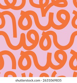 Aesthetic Contemporary printable seamless pattern with abstract forms. Colorful abstract background in minimalist vector. Pink, orange