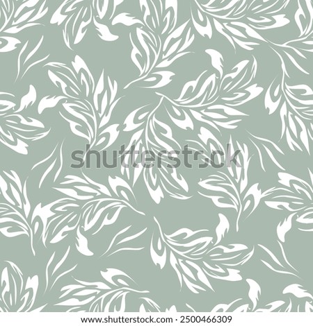 Aesthetic contemporary printable seamless pattern with branches and leaves on dark background. Modern floral print for textile, fabric, wallpaper, wrapping, gift wrap, paper, scrapbook and packaging
