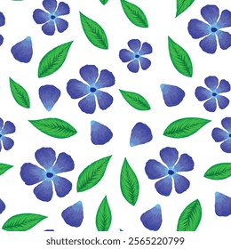 Aesthetic contemporary printable spring doodle seamless patern floral embroidery arrangement. Cute forest flowers and leaves. Decorative violet groovy vintage flora print for cloth, textile, fabric
