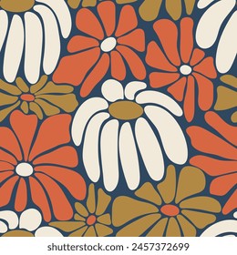 Aesthetic contemporary seamless pattern with daisy flowers. Modern floral print for textile, fabric, wallpaper, wrapping, gift wrap, paper, scrapbook and packaging	