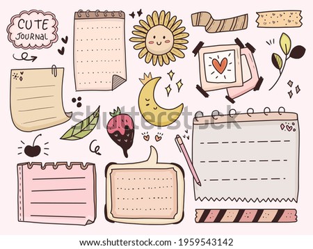 Aesthetic and cute planner decorative doodle notes and paper