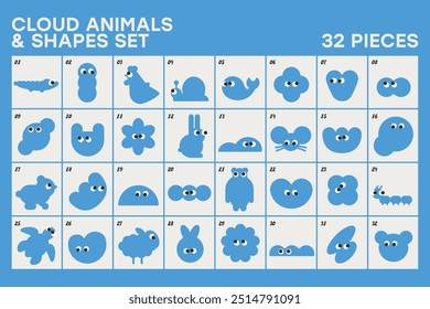 Estética Linda Formas Animales Colorido Minimalista Formas Geométricas Elementos Conjunto para Logo Identidad Marca Pósters Tarjetas Pegatinas Diseño