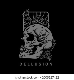 ästhetische dunkle Skull Dellusion T-Shirt Design Illustration