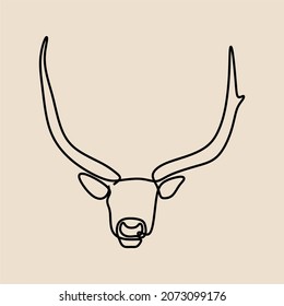aesthetic deer head animal oneline continuous single line art