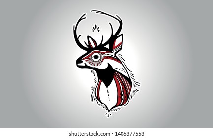 aesthetic deer head profile sticker