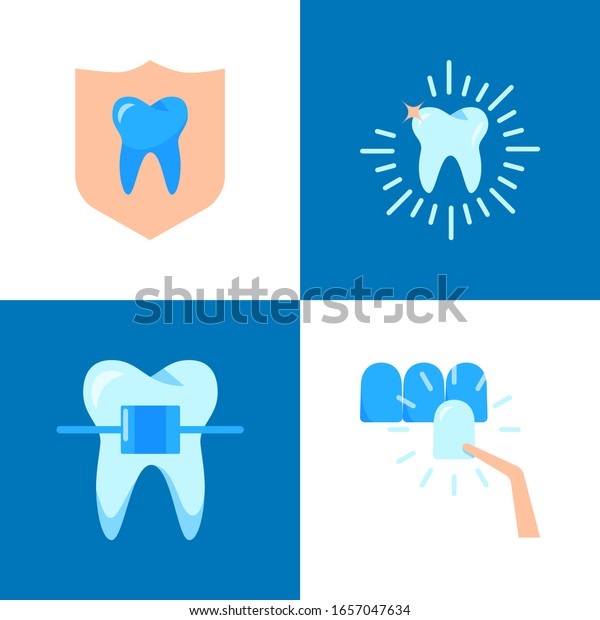 aesthetic dentistry icon set flat style stock vector royalty free 1657047634 shutterstock