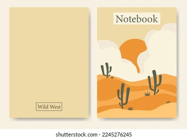 Aesthetic desert landscape template for notebook cover.