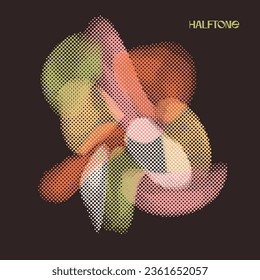 Aesthetic dotted design composition. Wall art poster. Abstract Half tone background. Halftone dots texture effect. Contemporary vector design.