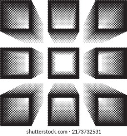 Aesthetic dotted design element. Bauhaus poster . Modern art .Abstract composition . Dots in perspective. Halftone dots texture effect .Contemporary vector design 