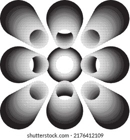 Aesthetic dotted design element. Bauhaus poster . Modern art .Abstract composition . Dots in perspective. Halftone dots texture effect .Contemporary vector design 
