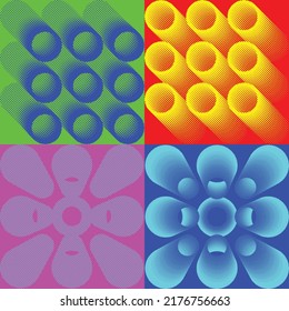 Aesthetic dotted design element. Bauhaus poster . Modern art .Abstract composition . Dots in perspective. Halftone dots texture effect .Contemporary vector design