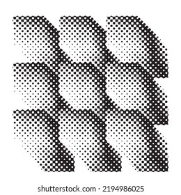 Aesthetic dotted design element. Bauhaus poster . Modern art .Abstract composition . Dots in perspective. Halftone dots texture effect .Contemporary vector design