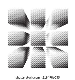 Aesthetic dotted design element. Bauhaus poster . Modern art .Abstract composition . Dots in perspective. Halftone dots texture effect .Contemporary vector design