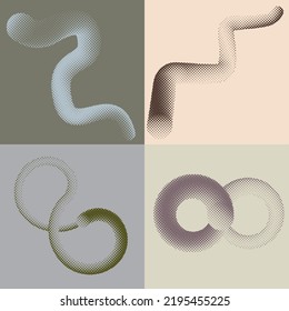 Aesthetic dotted design element. Bauhaus poster . Modern art .Abstract composition . Dots in perspective. Halftone dots texture effect .Contemporary vector design 