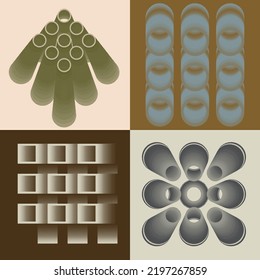 Aesthetic dotted design element. Bauhaus poster . Modern art .Abstract composition . Dots in perspective. Halftone dots texture effect .Contemporary vector design 