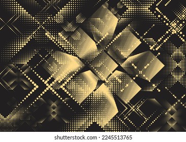 Aesthetic dotted design element. Duo tone poster . Modern art .Abstract composition . Half tone background. Halftone dots texture effect .Contemporary vector design