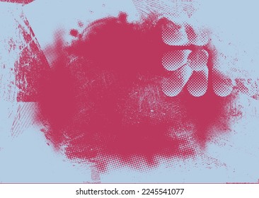 Aesthetic dotted design element. Duo tone poster . Modern art .Abstract composition . Half tone background. Halftone dots texture effect .Contemporary vector design