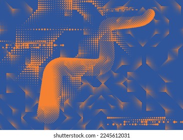 Aesthetic dotted design element. Duo tone poster . Modern art .Abstract composition . Half tone background. Halftone dots texture effect .Contemporary vector design