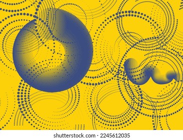 Aesthetic dotted design element. Duo tone poster . Modern art .Abstract composition . Half tone background. Halftone dots texture effect .Contemporary vector design