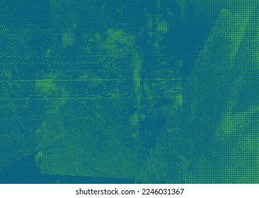 Aesthetic dotted design element. Duo tone poster . Modern art .Abstract composition . Half tone background. Halftone dots texture effect .Contemporary vector design