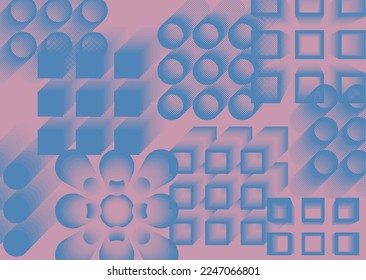 Diseño estético de puntos. Afiche de tono Duo . Arte moderno. Composición abstracta. Fondo de medio tono. Efecto de textura de puntos de semitono .Diseño vectorial contemporáneo