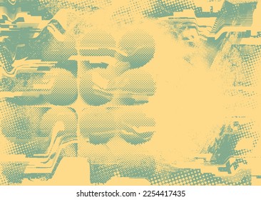 Diseño estético de puntos. Afiche de tono Duo . Arte moderno. Composición abstracta. Fondo de medio tono. Efecto de textura de puntos de semitono .Diseño vectorial contemporáneo