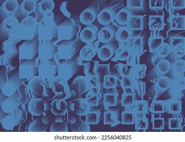 Aesthetic dotted design element. Duo tone poster . Modern art .Abstract composition . Half tone background. Halftone dots texture effect .Contemporary vector design