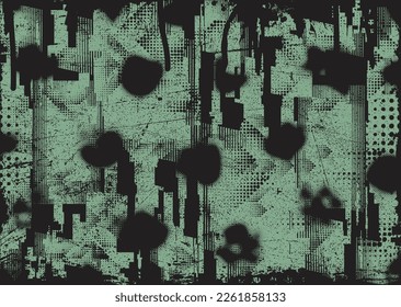 Aesthetic dotted design element. Duo tone poster . Modern art .Abstract composition . Half tone background. Halftone dots texture effect .Contemporary vector design