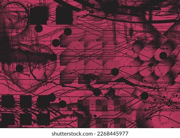 Aesthetic dotted design element. Duo tone poster . Modern art .Abstract composition . Half tone background. Halftone dots texture effect .Contemporary vector design