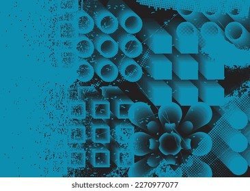 Aesthetic dotted design element. Duo tone poster . Modern art .Abstract composition . Half tone background. Halftone dots texture effect .Contemporary vector design