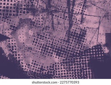 Aesthetic dotted design element. Duo tone poster . Modern art .Abstract composition . Half tone background. Halftone dots texture effect .Contemporary vector design