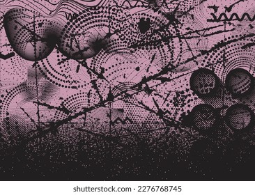 Aesthetic dotted design element. Duo tone poster . Modern art .Abstract composition . Half tone background. Halftone dots texture effect .Contemporary vector design