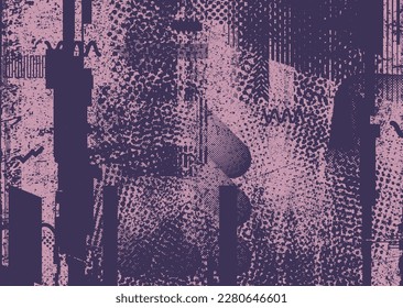 Aesthetic dotted design element. Duo tone poster . Modern art .Abstract composition . Half tone background. Halftone dots texture effect .Contemporary vector design