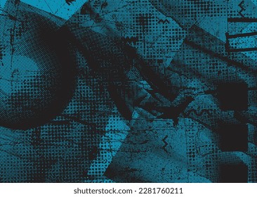 Aesthetic dotted design element. Duo tone poster . Modern art .Abstract composition . Half tone background. Halftone dots texture effect .Contemporary vector design
