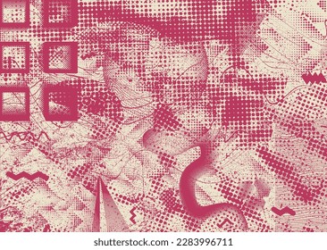 Aesthetic dotted design element. Duo tone poster . Modern art .Abstract composition . Half tone background. Halftone dots texture effect .Contemporary vector design