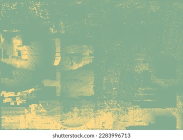 Aesthetic dotted design element. Duo tone poster . Modern art .Abstract composition . Half tone background. Halftone dots texture effect .Contemporary vector design