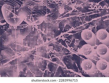 Aesthetic dotted design element. Duo tone poster . Modern art .Abstract composition . Half tone background. Halftone dots texture effect .Contemporary vector design
