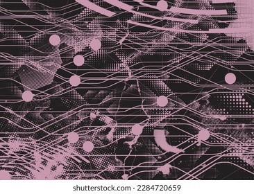 Aesthetic dotted design element. Duo tone poster . Modern art .Abstract composition . Half tone background. Halftone dots texture effect .Contemporary vector design