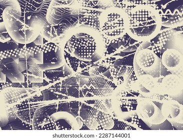 Aesthetic dotted design element. Duo tone poster . Modern art .Abstract composition . Half tone background. Halftone dots texture effect .Contemporary vector design