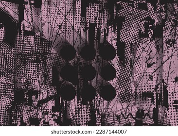 Aesthetic dotted design element. Duo tone poster . Modern art .Abstract composition . Half tone background. Halftone dots texture effect .Contemporary vector design