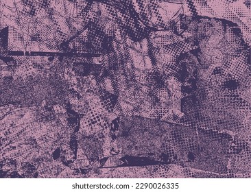 Aesthetic dotted design element. Duo tone poster . Modern art .Abstract composition . Half tone background. Halftone dots texture effect .Contemporary vector design