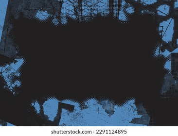 Aesthetic dotted design element. Duo tone poster . Modern art .Abstract composition . Half tone background. Halftone dots texture effect .Contemporary vector design