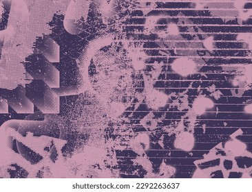 Aesthetic dotted design element. Duo tone poster . Modern art .Abstract composition . Half tone background. Halftone dots texture effect .Contemporary vector design