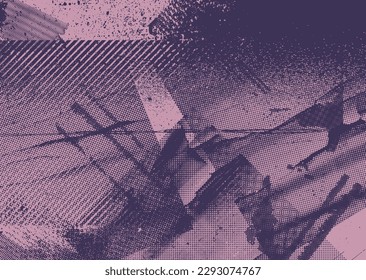 Aesthetic dotted design element. Duo tone poster . Modern art .Abstract composition . Half tone background. Halftone dots texture effect .Contemporary vector design