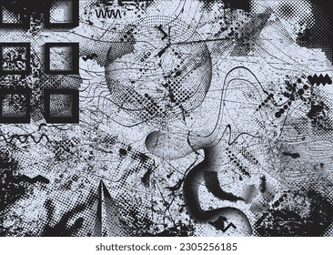 Diseño estético de puntos. Afiche de tono Duo . Arte moderno. Composición abstracta. Fondo de medio tono. Efecto de textura de puntos de semitono .Diseño vectorial contemporáneo