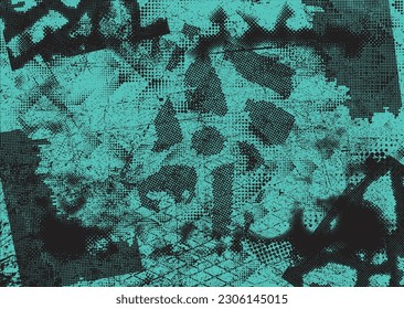 Diseño estético de puntos. Afiche de tono Duo . Arte moderno. Composición abstracta. Fondo de medio tono. Efecto de textura de puntos de semitono .Diseño vectorial contemporáneo