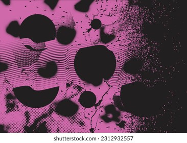 Aesthetic dotted design element. Duo tone poster . Modern art .Abstract composition . Half tone background. Halftone dots texture effect .Contemporary vector design