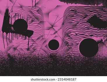 Aesthetic dotted design element. Duo tone poster . Modern art .Abstract composition . Half tone background. Halftone dots texture effect .Contemporary vector design