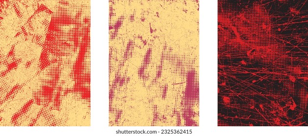 Aesthetic dotted design element. Duo tone, grunge poster . Modern art .Abstract, grungy composition . Half tone background. Halftone dots texture effect .Contemporary vector. Grange design.
